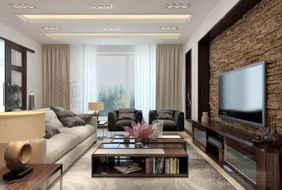 Дизайн интерьера гостиной комнаты, зала — Заказать 3D проект Киев