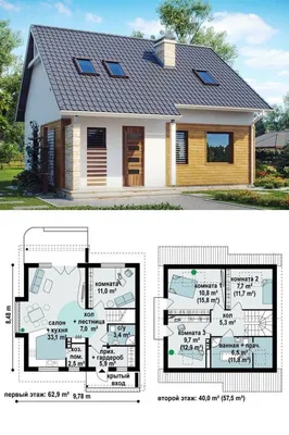 Симпатичный одноэтажный дачный домик с мансардным этажом | Проектирование  дома, Дом мечты, Дом