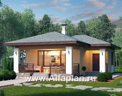 570A «Виньон» - дачный дом с большой террасой: цена | Купить готовый проект  с фото и планировкой