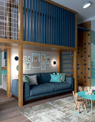Синяя мебель в детскую спальню мальчика от фабрики «Mamka™»