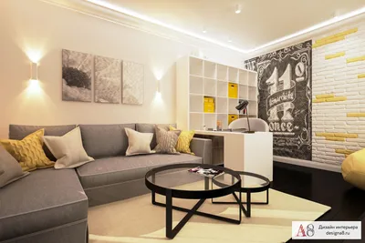 Дизайн двухкомнатной квартиры в стиле минимализм – фото и визуализации от  студии «А8»