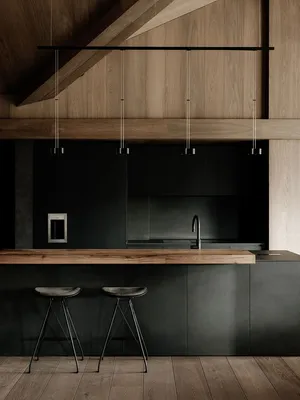 Чёрный цвет, дерево и минимализм - стильная квартира в горах Норвегии 〛 ◾  Фото ◾ Идеи ◾ Дизайн