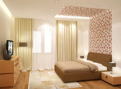 Комбинированные обои в дизайне спальни — фото интерьеров