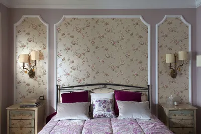 Дизайн комбинированных обоев 2 видов для спальни — фото и варианты отделки