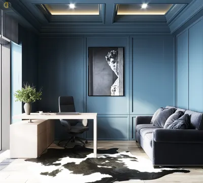 Комната в голубых тонах, посмотреть фото дизайна интерьера комнат в голубом  цвете: портфолио, цены на услуги в Москве на сайте ГК «Фундамент»