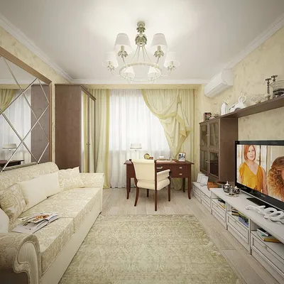 Дизайн зала в трехкомнатной квартире - 75 фото