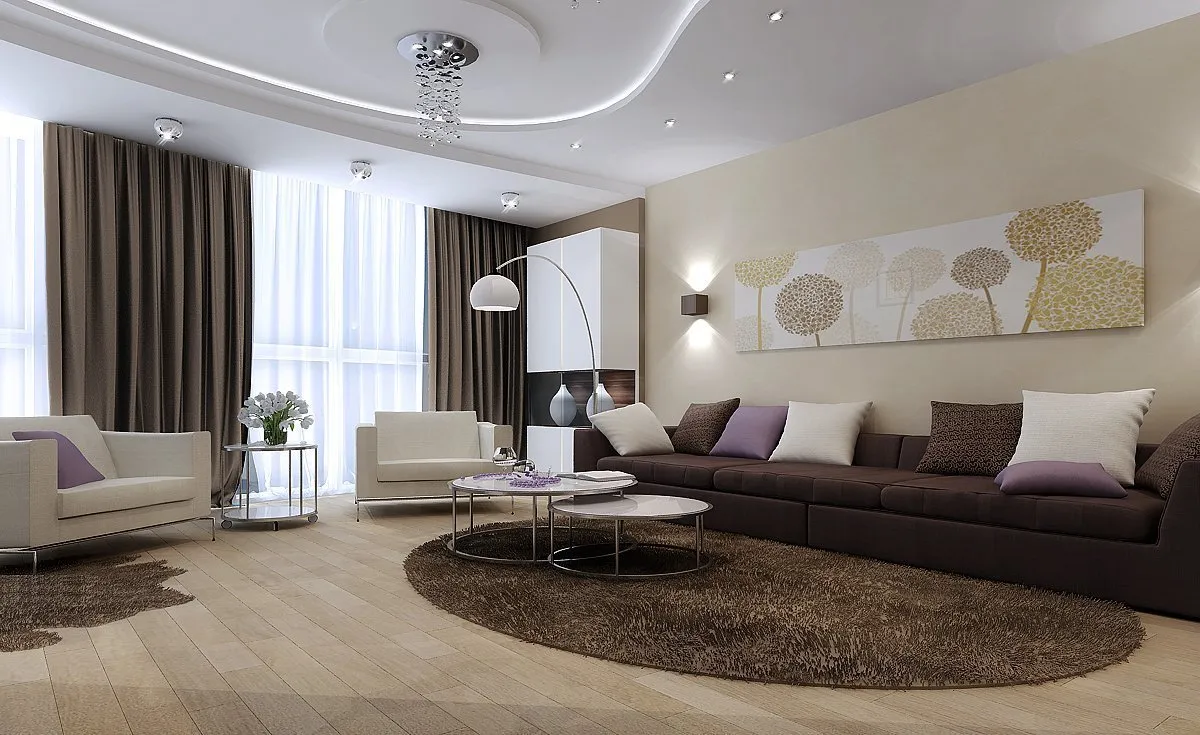 Современные примеры меблировки для гостиной: красивая мебель в разных стилях