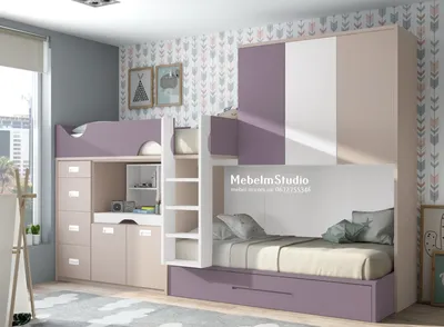 Мебель-М \" Mebel-m StudiO \" - Мебельная фабрика производит - детские,  шкафы, кухни, торговая мебель - Детская комната с двухъярусной кроватью -  Мокко