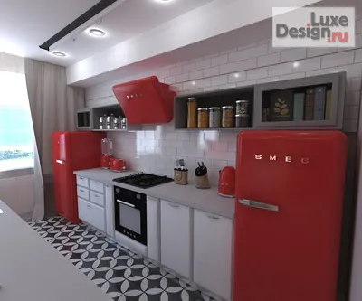 Дизайн интерьера кухни \"Кухня-гостиная в стиле Ретро\" | Портал Люкс-Дизайн .RU
