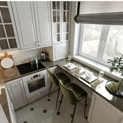 Планировка маленькой кухни с окном - 70 фото