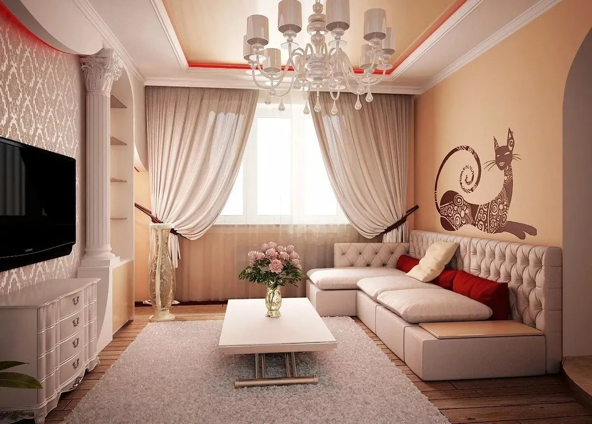 Дизайн маленького зала в квартире [94 фото]