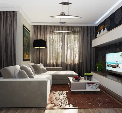 Дизайн комнаты с угловым диваном - 70 фото