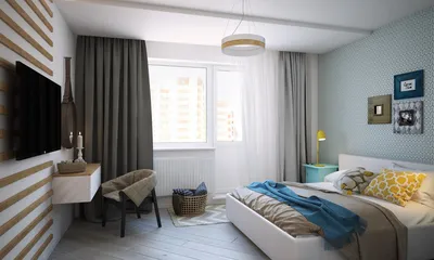 Дизайн-проект 1-комнатной квартиры в современном стиле зеленого цвета |  Студия KIWI