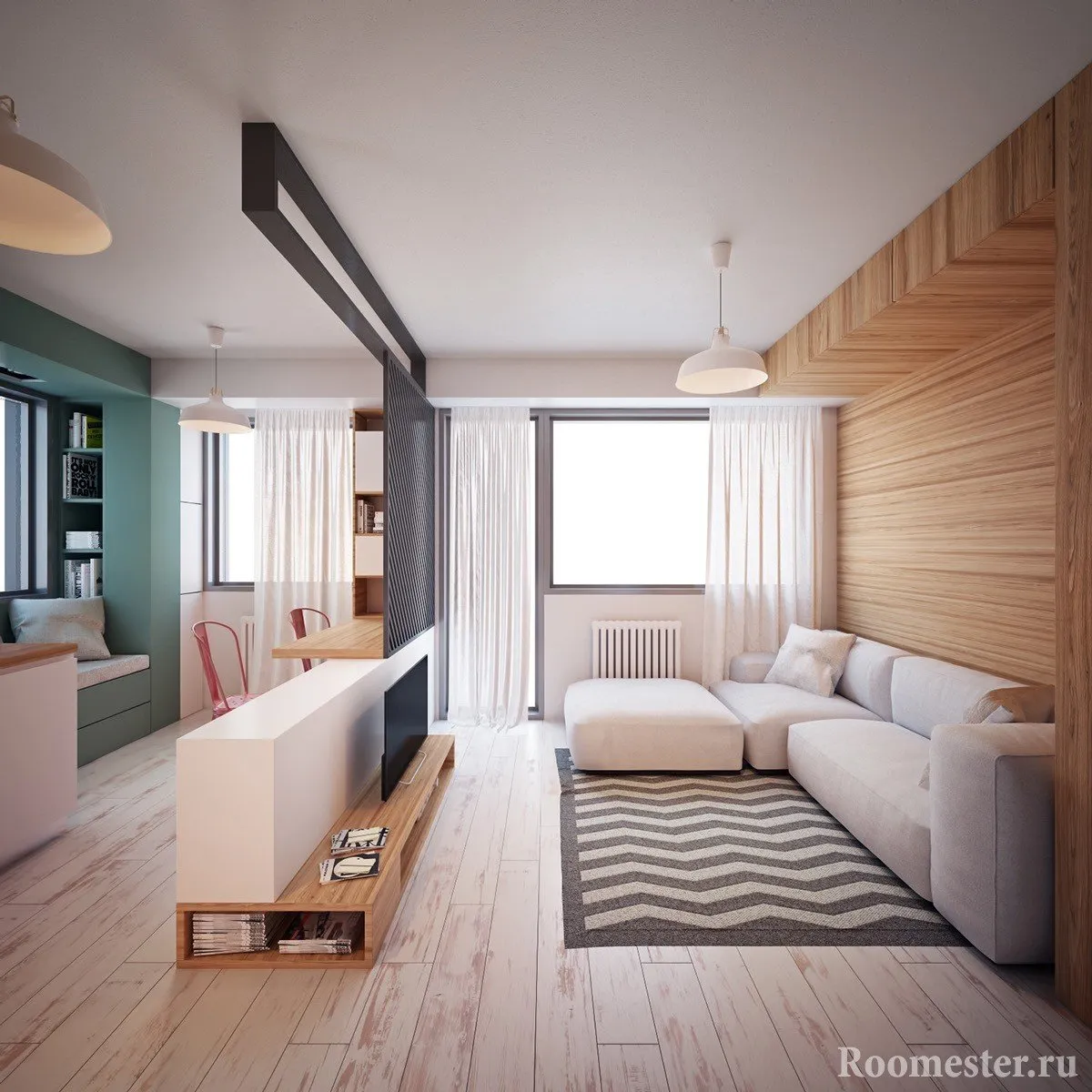 Дизайн однокомнатной квартиры панельного дома - 78 фото