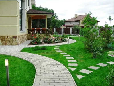 Ландшафтный дизайн перед домом в Украине | aqua-garden