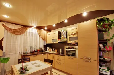 Фото натяжных потолков для кухни — виды натяжных конструкций для кухонных  помещений