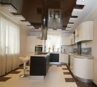Дизайн потолка на кухне - 10 фото идей + видео!