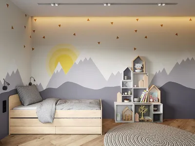 Дизайн стен в детской - 64 фото
