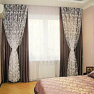 Дизайн штор для спальни с балконом - 73 фото