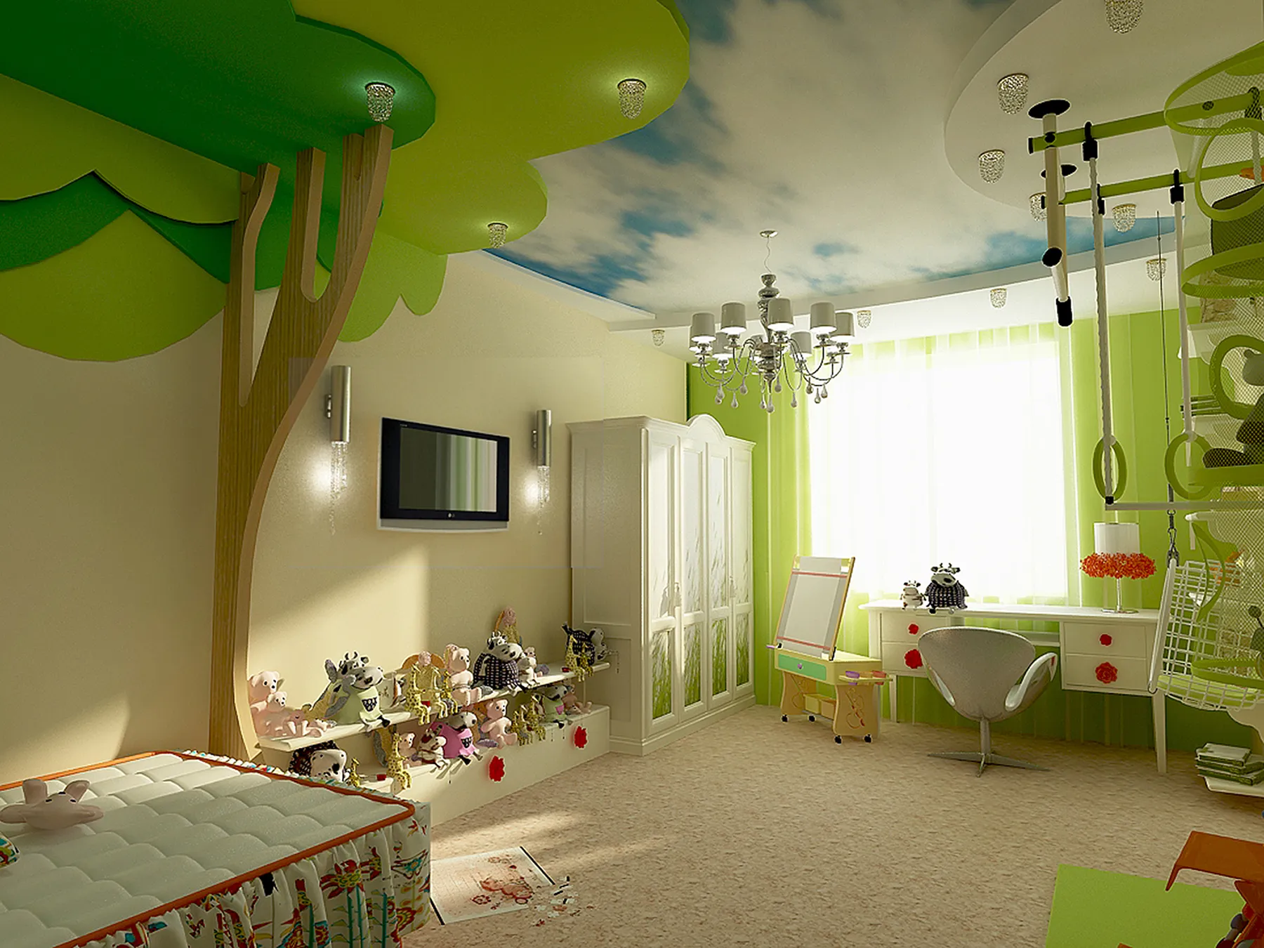 Потолок из гипсокартона в детской комнате: идеи и варианты дизайна