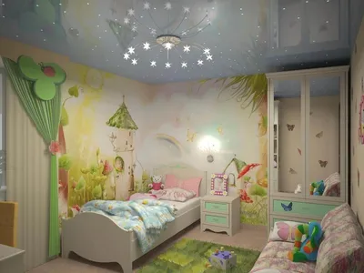 Потолок в детской комнате - для девочки и мальчика (30 реальных фото)