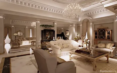 Дизайн гостиной в классическом стиле - примеры интерьера