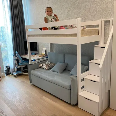 Детская Кровать чердак с Лестницей Комодом – заказать на Ярмарке Мастеров –  JQIAERU | Мебель для детской, Москва
