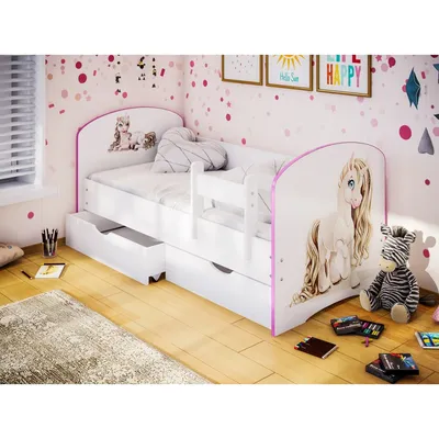 Детская кровать Единорожка с бортиком