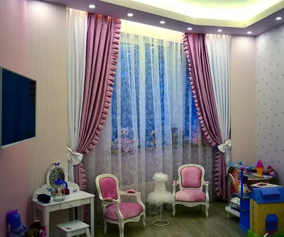 Шторы в детскую комнату девочке: короткие, розовые и другие варианты в  интерьере
