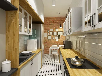 Дизайн узкой кухни - 37 фото оформления интерьера узкой кухни |  myinteriordesign.ru