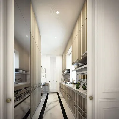 Узкая кухня: ремонт узкой кухни, узкие кухонные гарнитуры - длинные узкие  кухни, дизайн длинной кухни с окном в конце, мебель, интерьер