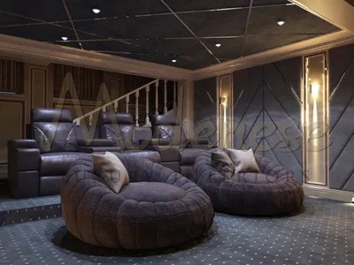 Идея комфортного домашнего кинотеатра от Modenese Luxury Interiors
