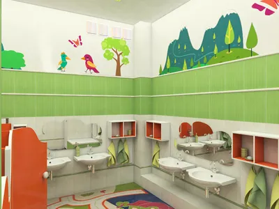 Дизайн интерьера сан узла детского сада ПрофРемонт