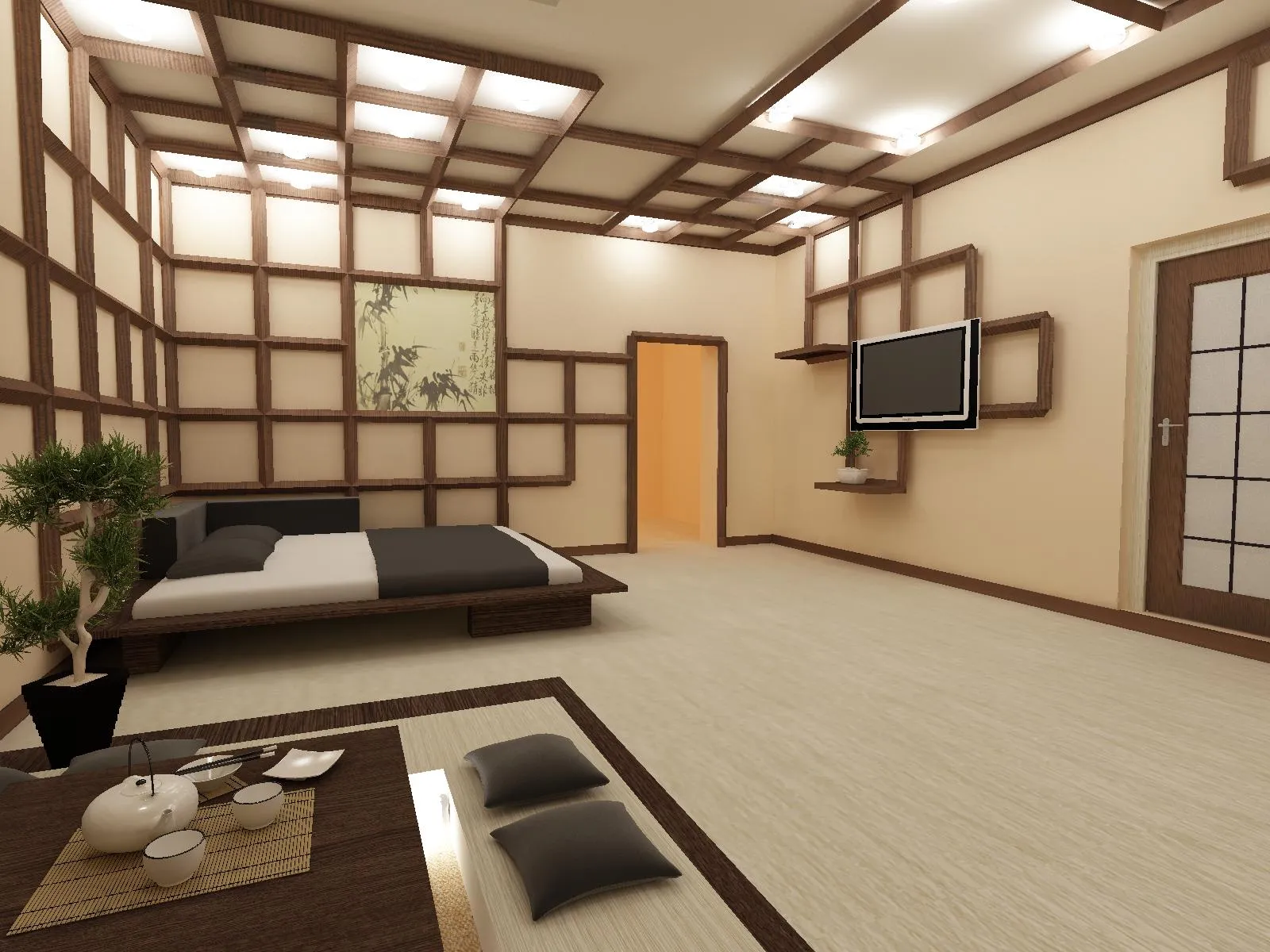 Дизайн спальни в Японском стиле