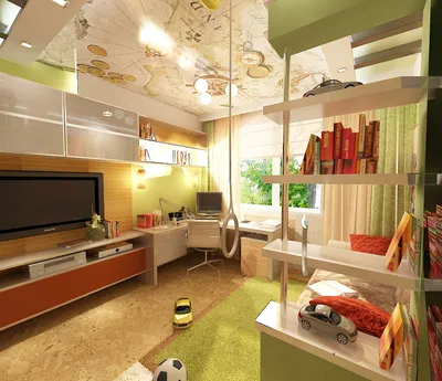 Дизайн-проект маленькой детской комнаты 12 кв. м для мальчика 11 лет |  Студия Дениса Серова