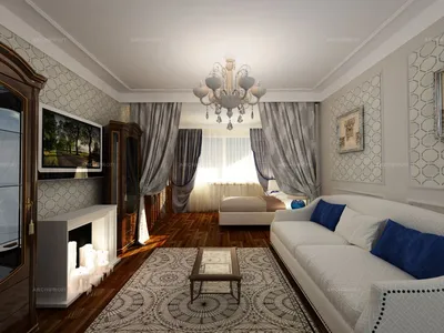 3D интерьера, гостиная-спальня площадью 19 кв.м. Проект гостиная-спальня -  Радостные дни, Автор проекта: Дизайнеры