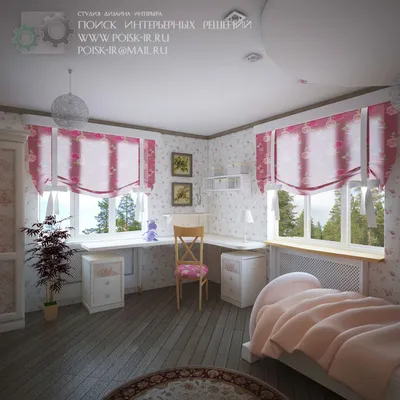 Интерьер комнаты с двумя окнами » Картинки и фотографии дизайна квартир,  домов, коттеджей