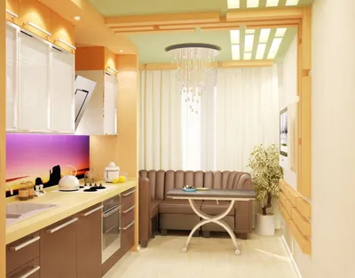 Дизайн интерьера кухни совмещенной с балконом: варианты интерьера кухни  (фото)