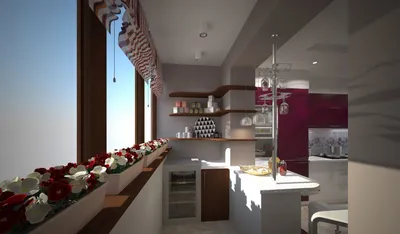 Дизайн кухни объединенной с балконом | Legko.com