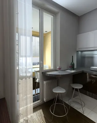 Как оформить дизайн маленькой кухни с балконом