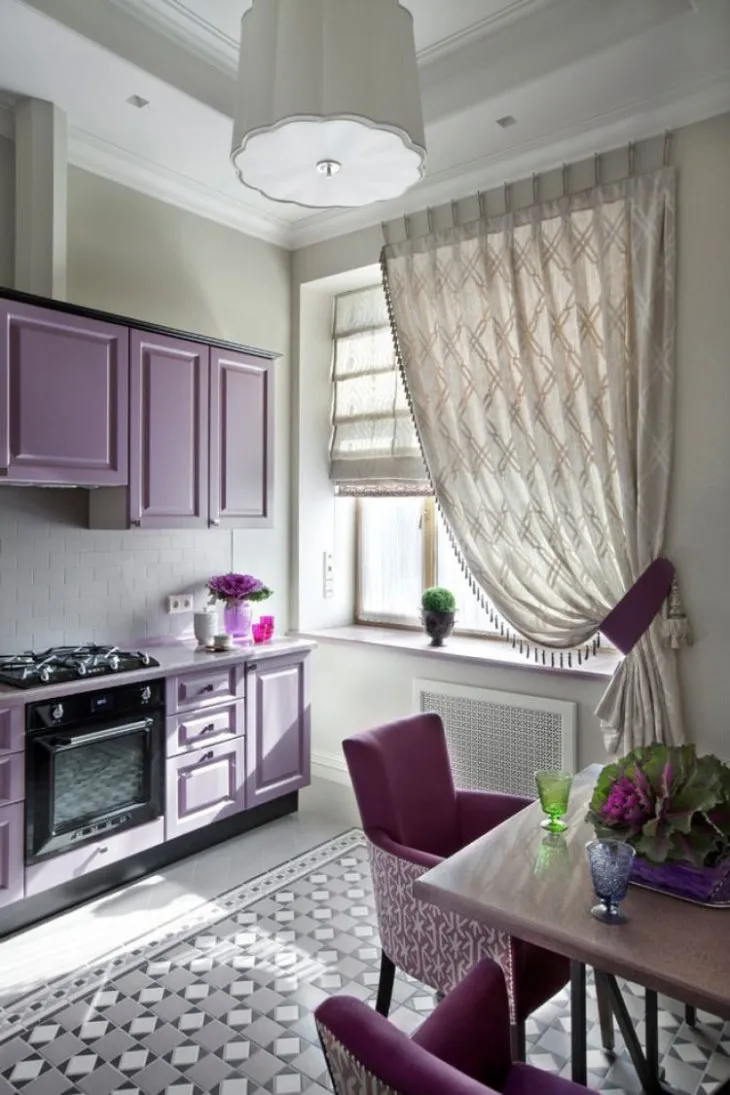 Красиво повесить шторы на кухню (76 фото)