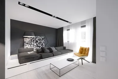 Интерьер маленькой квартиры в чёрно-белом цвете