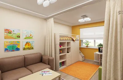 Дизайн однокомнатной квартиры с ребенком — идеи и примеры