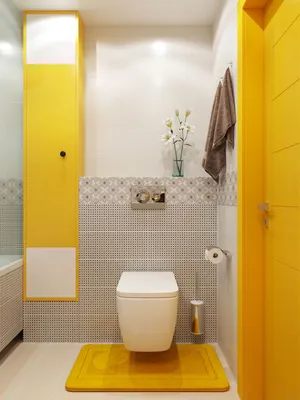 Интерьер маленькой ванной комнаты совмещенной с туалетом | Желтые ванные  комнаты, Яркие ванные комнаты, Дизайн туалета