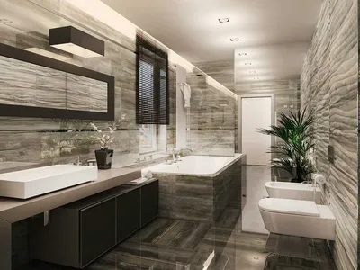 Дизайн большой ванной комнаты для современной квартиры.