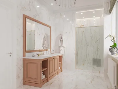 Фото интерьер ванной комнаты из проекта «Квартира в стиле современной  классики, ЖК «Бриллиант Хаус», … | Интерьер ванной комнаты, Роскошные  ванные комнаты, Интерьер