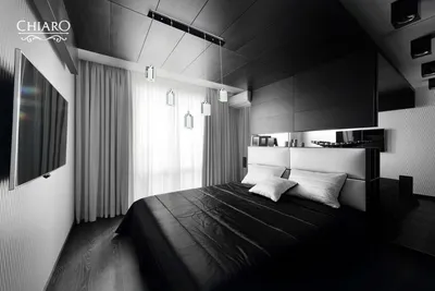 Комната в черно белом стиле - 74 фото
