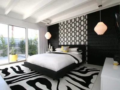 Дизайн спальни в черно-белых тонах