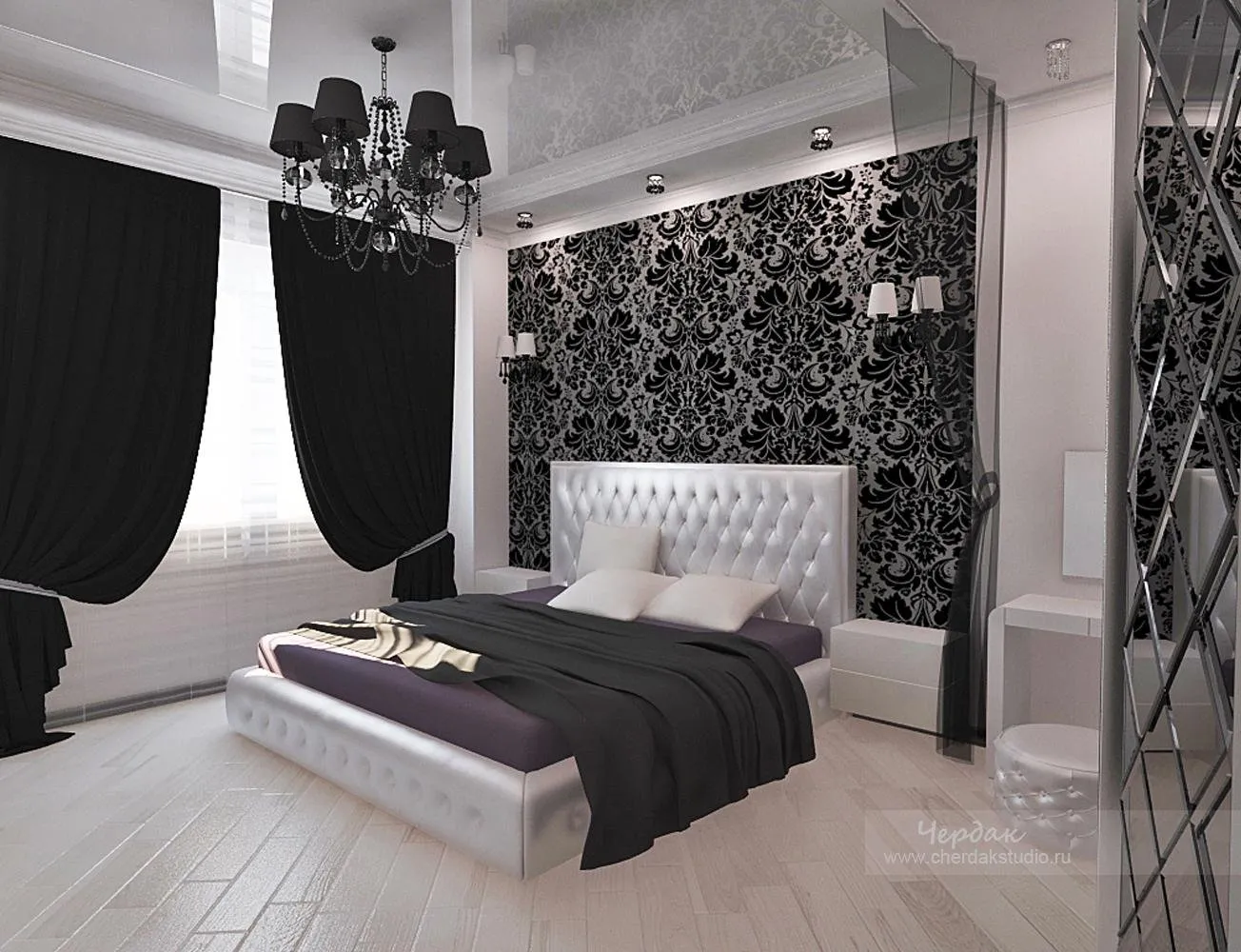 Сочетания черного в дизайне спальни