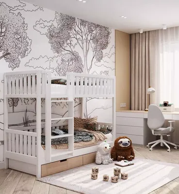 ≡ ➤ Светлый дизайн детской комнаты для двоих детей ⋆ Фабрика мебели  «Mamka™» ᐈ Эксперт детского пространства